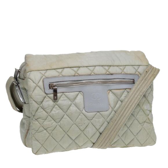 CHANEL Small Messenger Cococoon Shoulder Bag Nylon Gray Silver CC - Picture 1 of 16